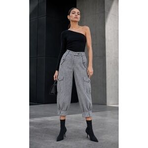 Deuxieme Italy Women 40 Gray Wool Cargo Pants Cropped Jodhpur Y2K Avant Garde